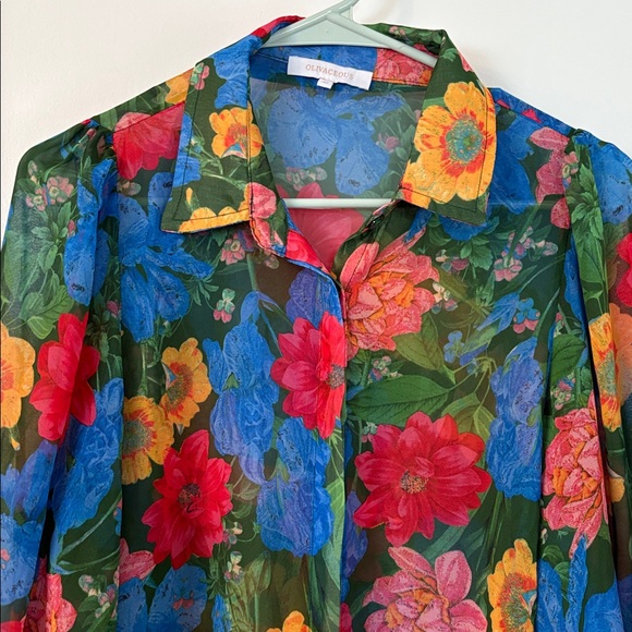 Brand of OLIVCEUS. Floral red and blu and green and  yelow. Size M - Picture 2 of 8